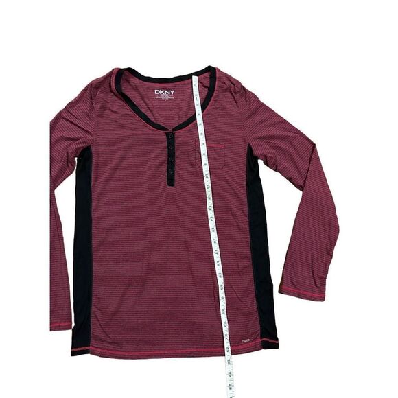 DKNY red gray striped modal blend minimalist casual long sleeve shirt sz S - Picture 7 of 8